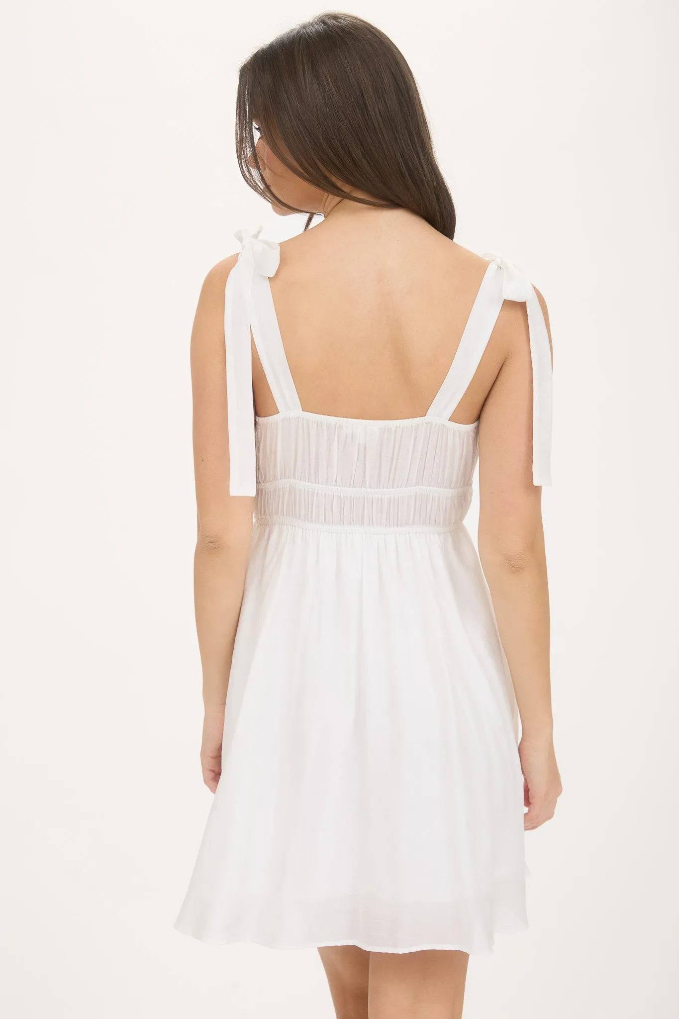 EYELET DETAIL LACE TRIM TIE STRAP MINI DRESS sold by Blu Pepper product image thumbnail 2