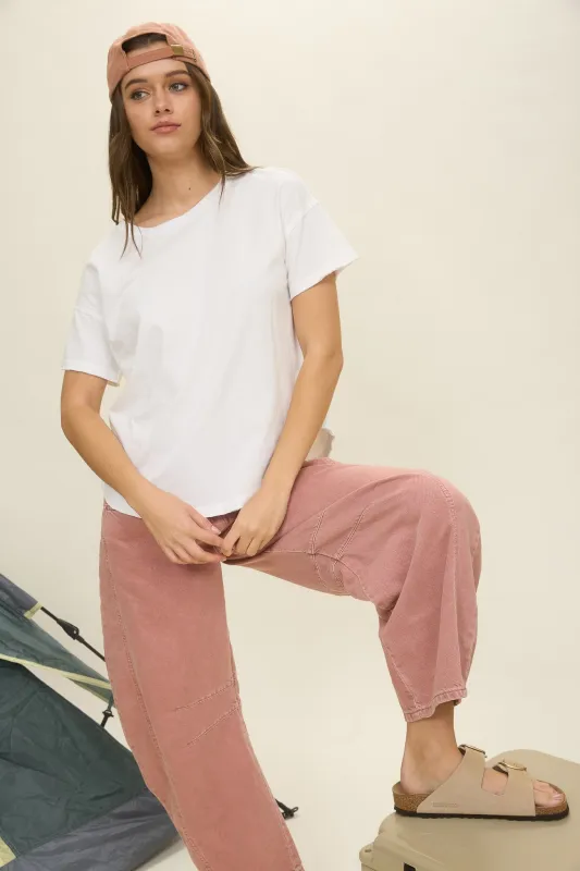 EXPOSED SEAM RAW EDGE SHORT SLEEVE KNIT TOP sold by Blu Pepper