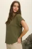 RIBBED CREW NECK SHORT CUFF SLEEVE KNIT TOP sold by Blu Pepper