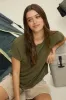 RIBBED CREW NECK SHORT CUFF SLEEVE KNIT TOP sold by Blu Pepper