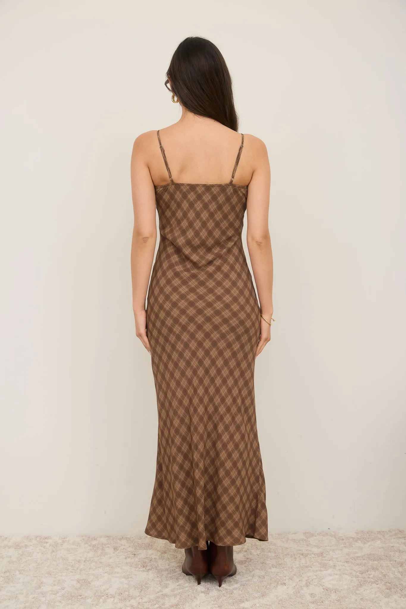 PLAID SPAGHETTI STRAP MIDI DRESS sold by Blu Pepper product image thumbnail 2
