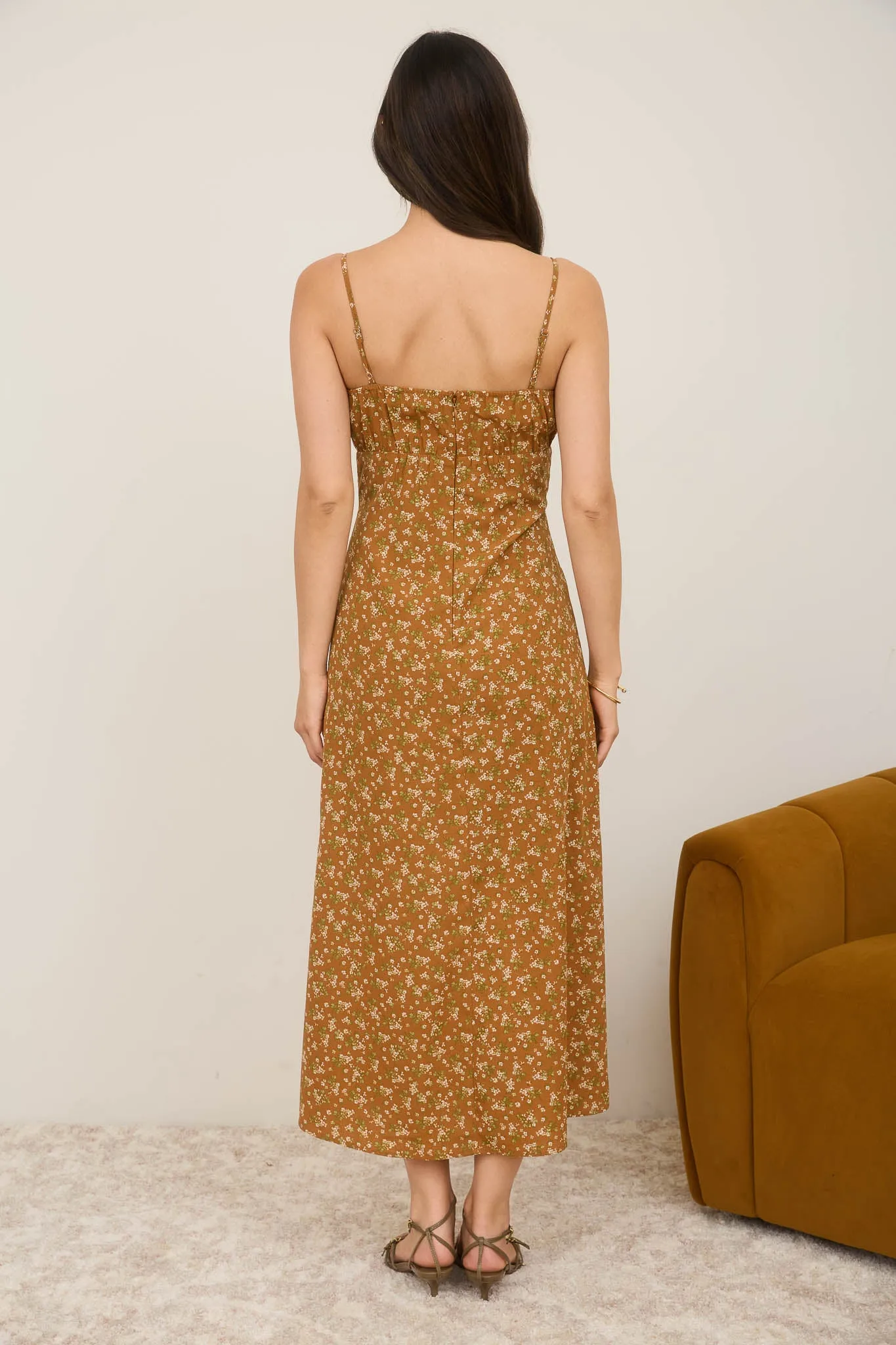 FLORAL LACE TRIM SPAGHETTI STRAP MIDI DRESS sold by Blu Pepper product image thumbnail 2