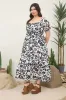 PLUS FLORAL SCALLOP TRIM PUFF SLEEVE MIDI DRESS sold by Blu Pepper