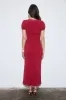 V NECK SHORT PUFF SLEEVE LACE TRIM MIDI DRESS sold by Blu Pepper
