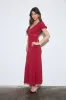 V NECK SHORT PUFF SLEEVE LACE TRIM MIDI DRESS sold by Blu Pepper