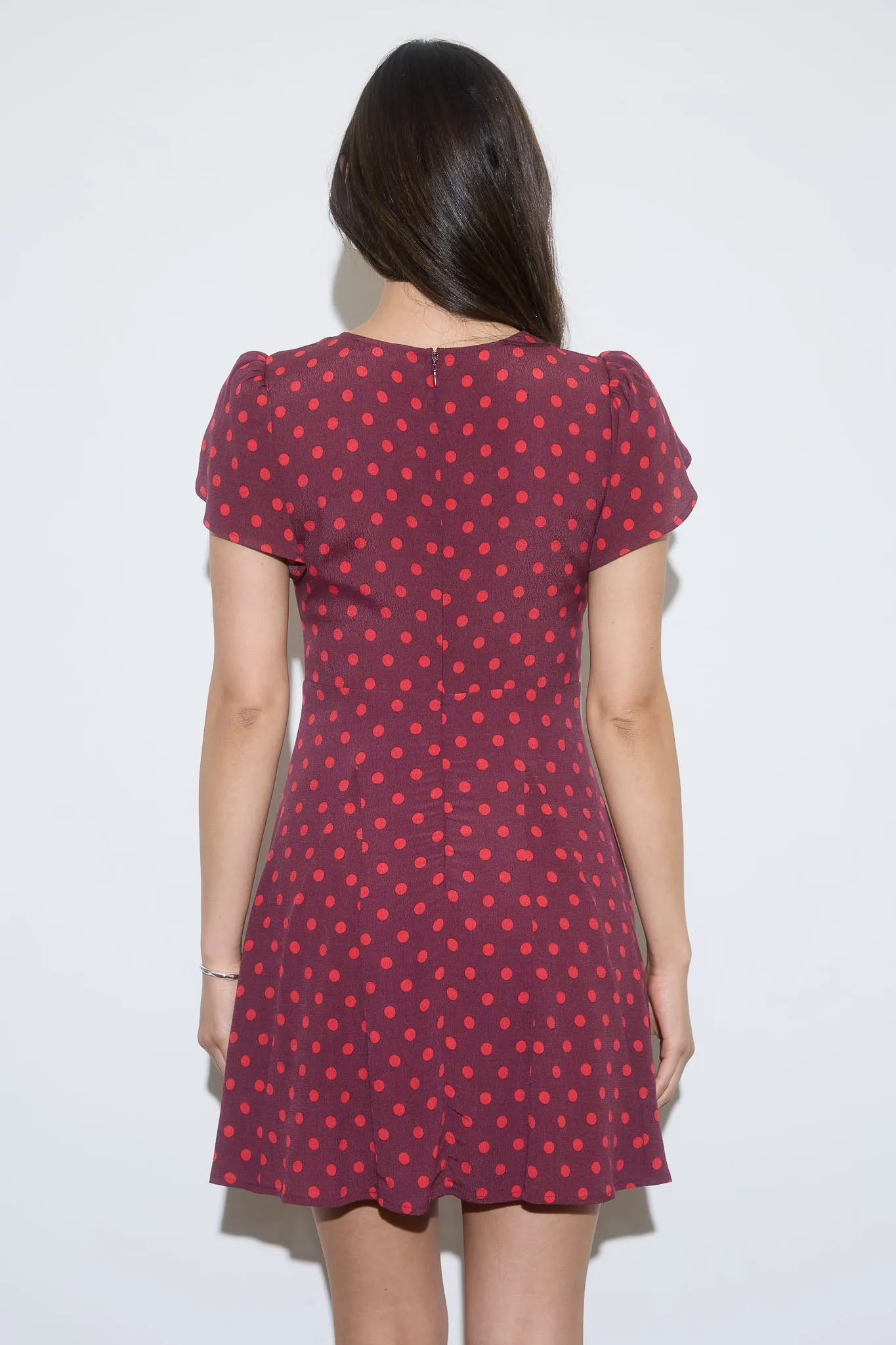 POLKA DOT ROUND NECK SHORT SLEEVE MINI DRESS sold by Blu Pepper product image thumbnail 2