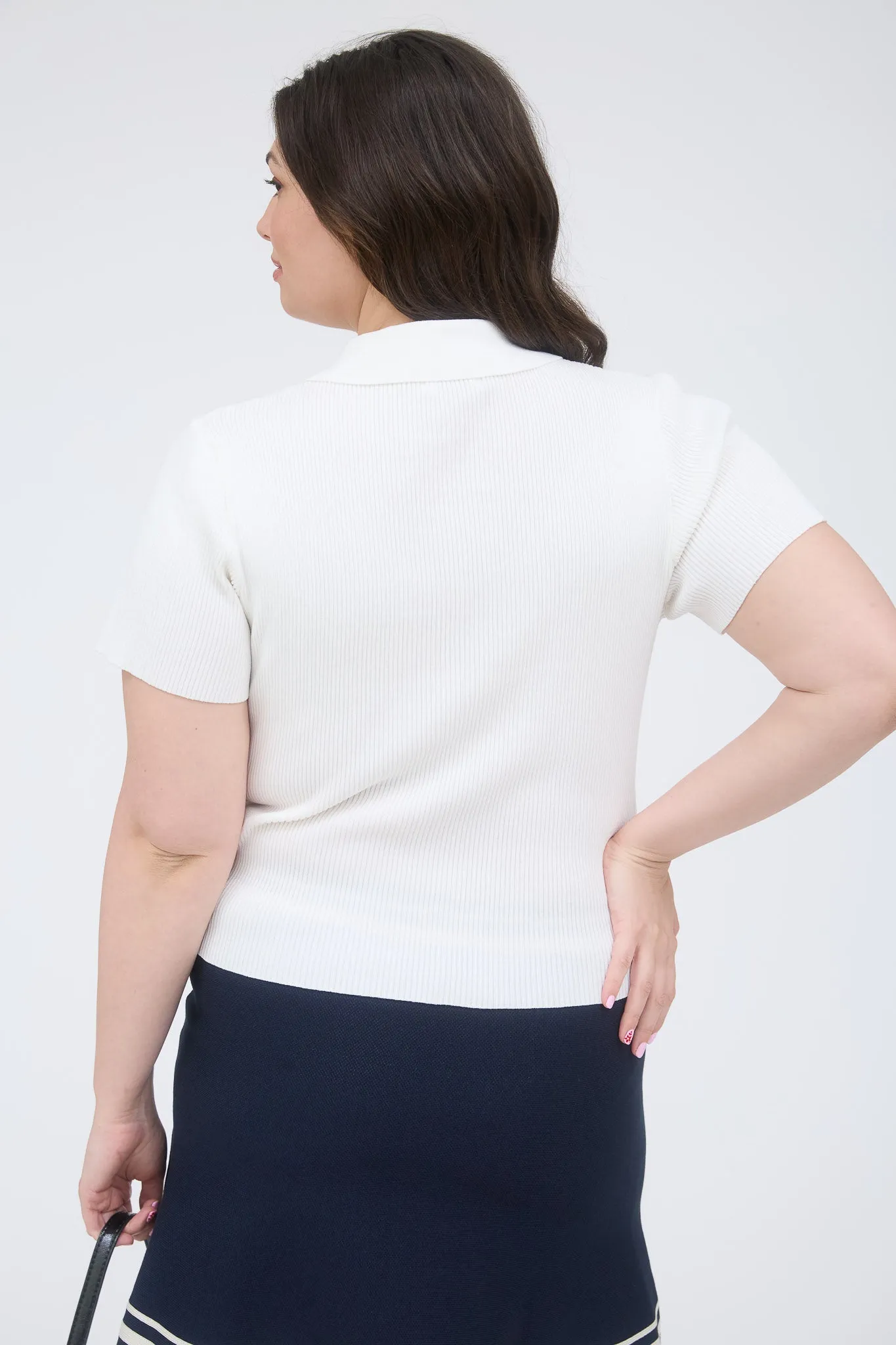 PLUS COLLARED HALF ZIP SWEATER KNIT TOP sold by Blu Pepper product image thumbnail 2