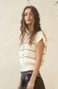 STRIPE BUTTON DOWN SHORT SLEEVE KNIT CARDIGAN sold by Blu Pepper