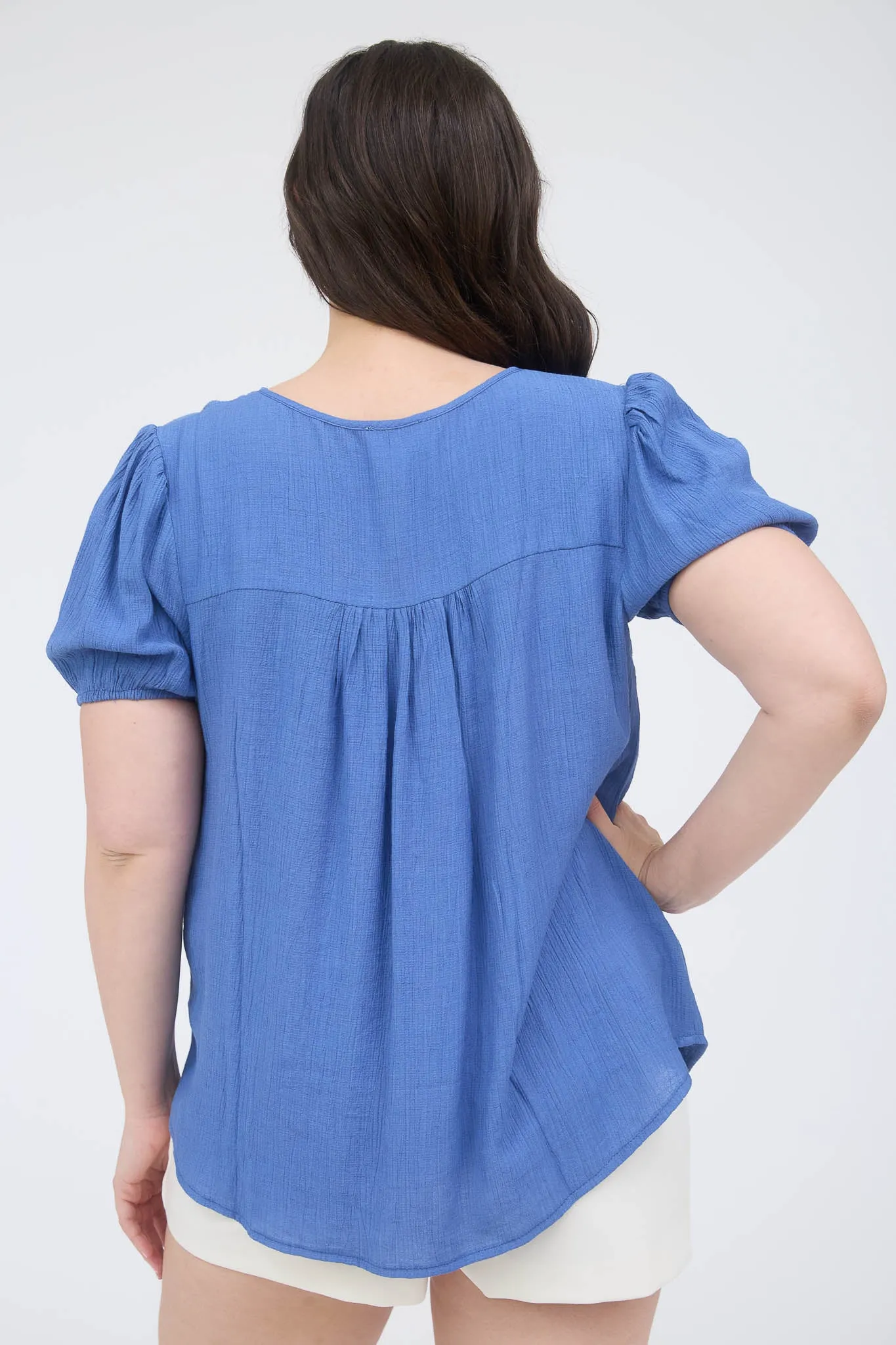PLUS EYELET LACE TRIM DOUBLE FRONT TIE TOP sold by Blu Pepper product image thumbnail 5