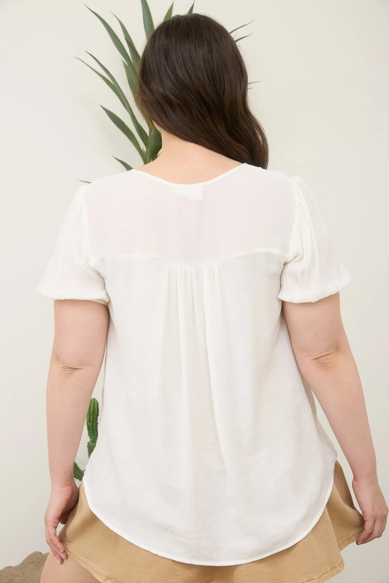 PLUS EYELET LACE TRIM DOUBLE FRONT TIE TOP sold by Blu Pepper product image thumbnail 2