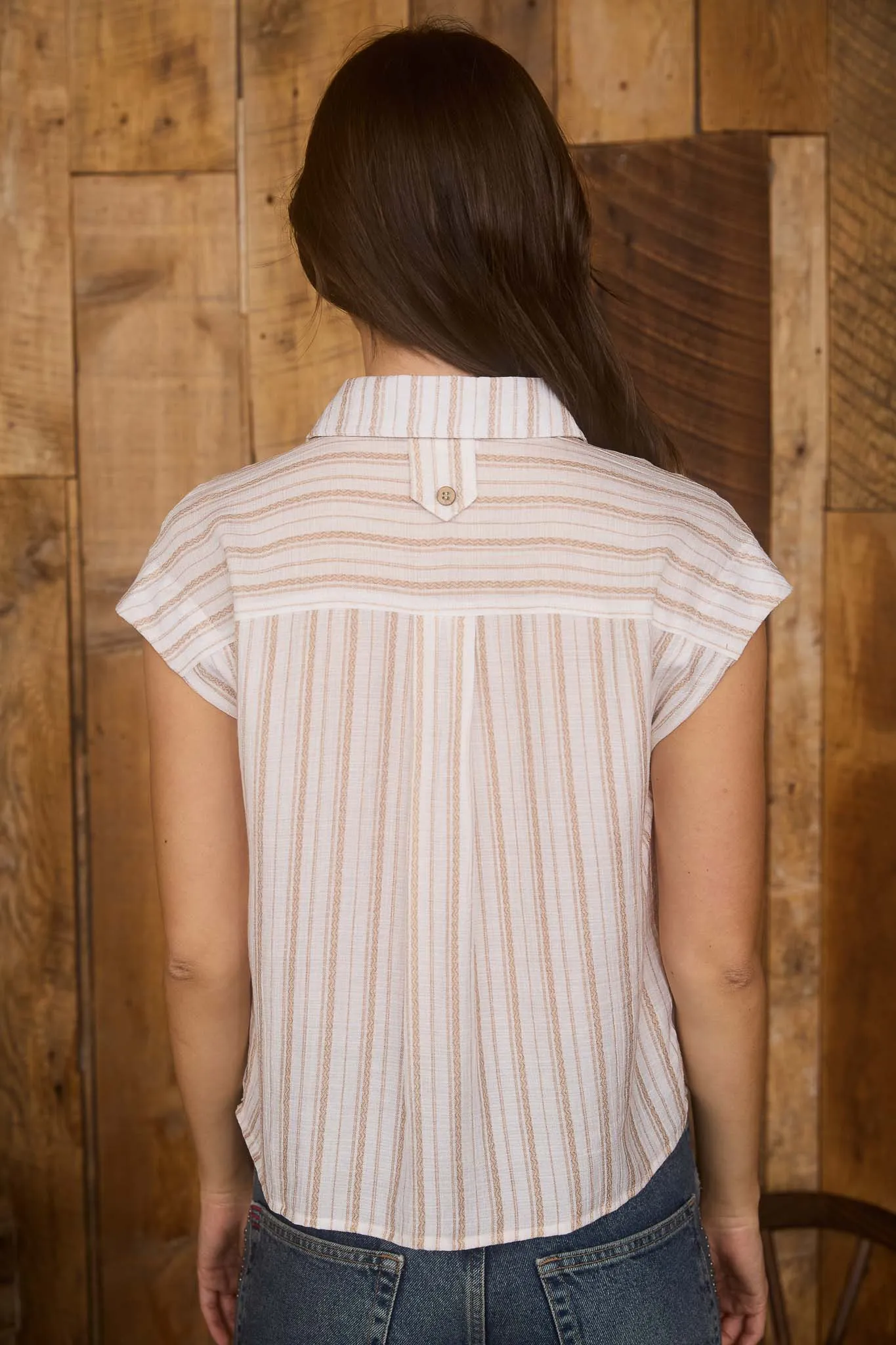 STRIPE COLLARED SLEEVELESS BUTTON DOWN SHIRT sold by Blu Pepper product image thumbnail 2