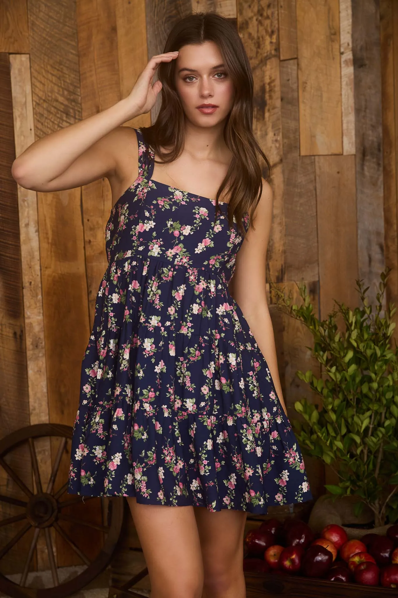 FLORAL SLEEVELESS TIERED MINI DRESS sold by Blu Pepper product image thumbnail 4