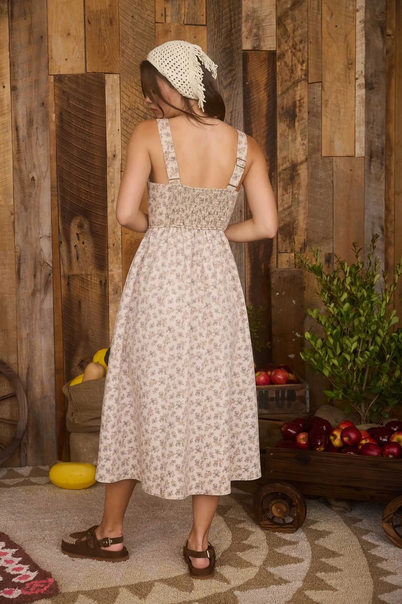 FLORAL FRONT HOOK & EYE SLEEVELESS MIDI DRESS sold by Blu Pepper product image thumbnail 2