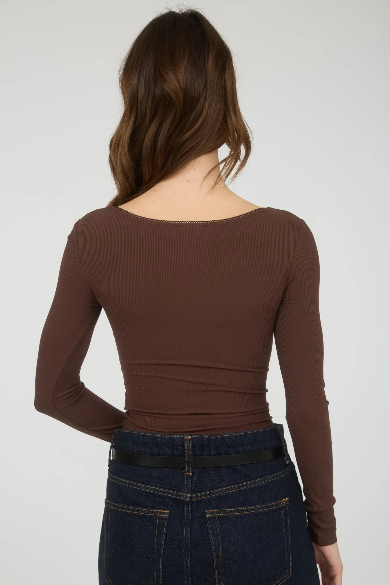 SCOOP NECK BOW DETAIL LONG SLEEVE KNIT TOP sold by Blu Pepper product image thumbnail 4