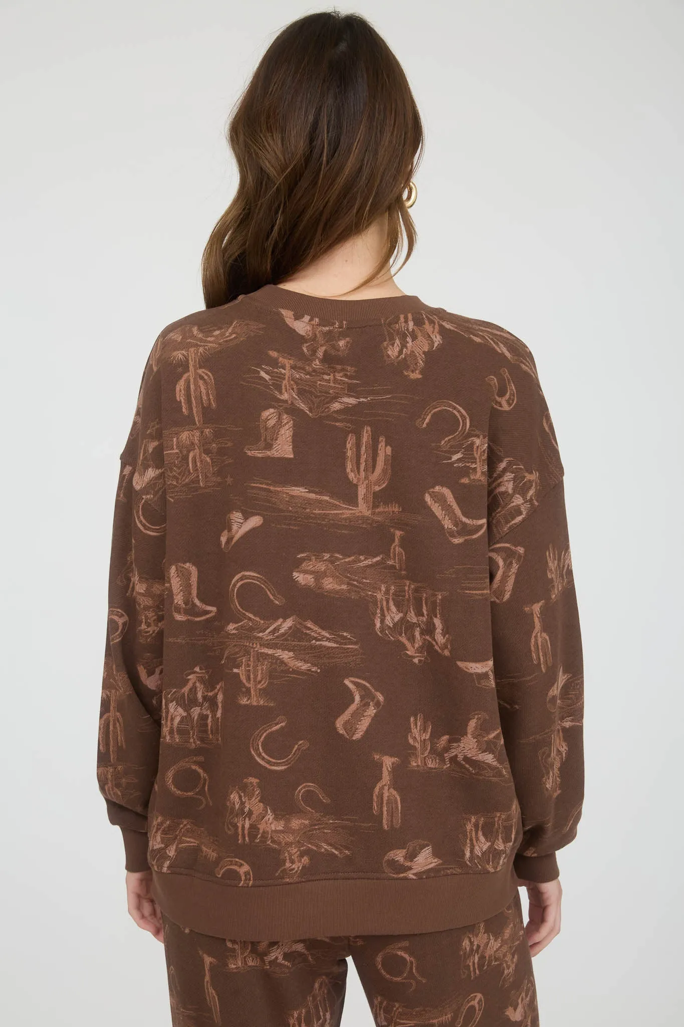 WESTERN PRINT CREW NECK LONG SLEEVE KNIT TOP sold by Blu Pepper product image thumbnail 5