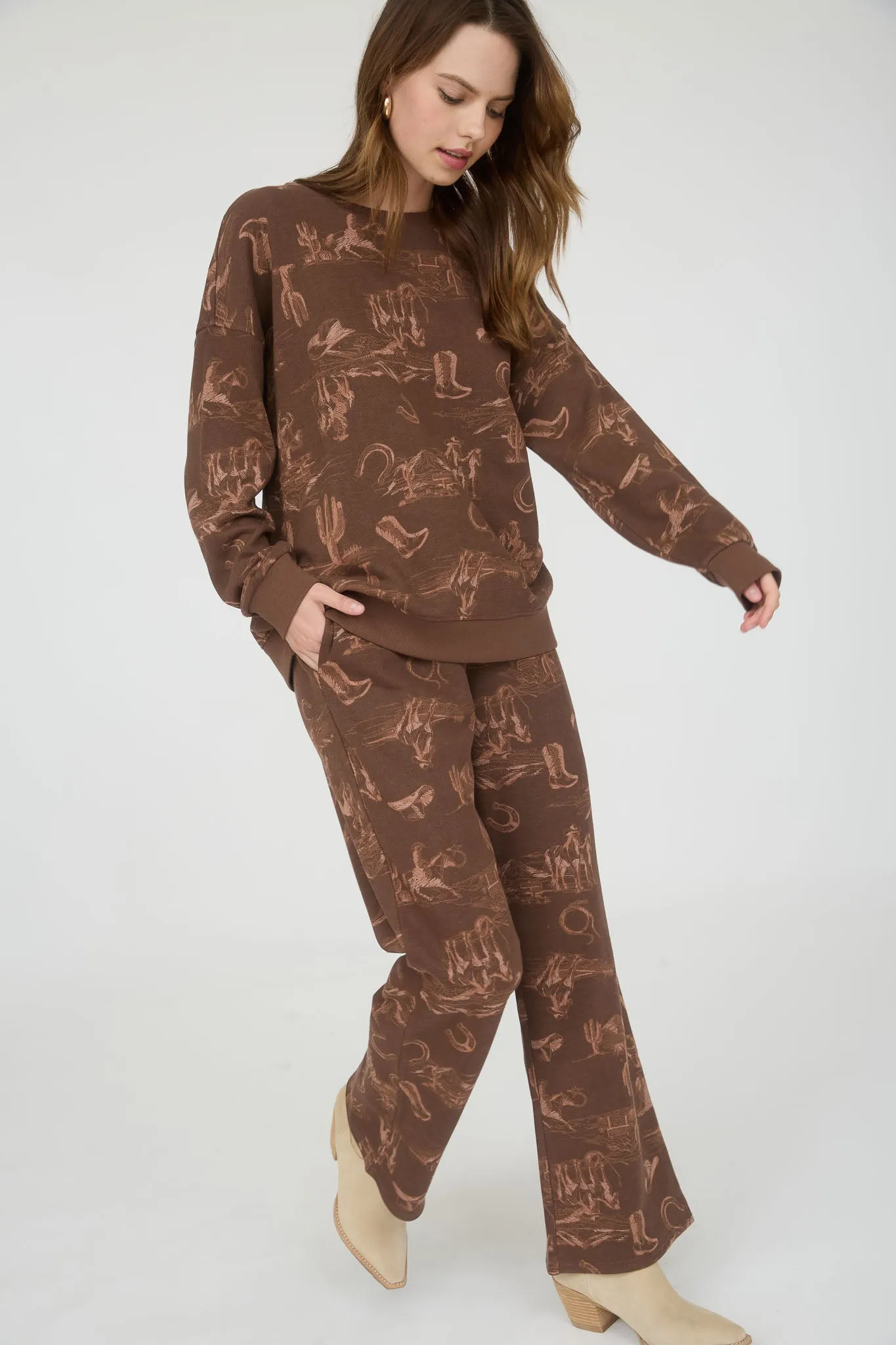 WESTERN PRINT ELASTIC WAIST JOGGERS sold by Blu Pepper