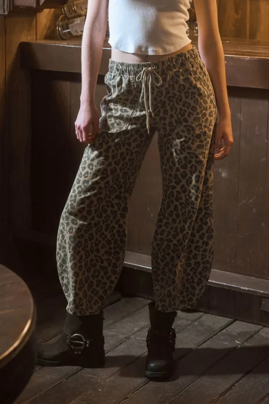 LEOPARD PRINT DRAWSTRING PARACHUTE PANTS (PRE-ORDER) sold by Blu Pepper
