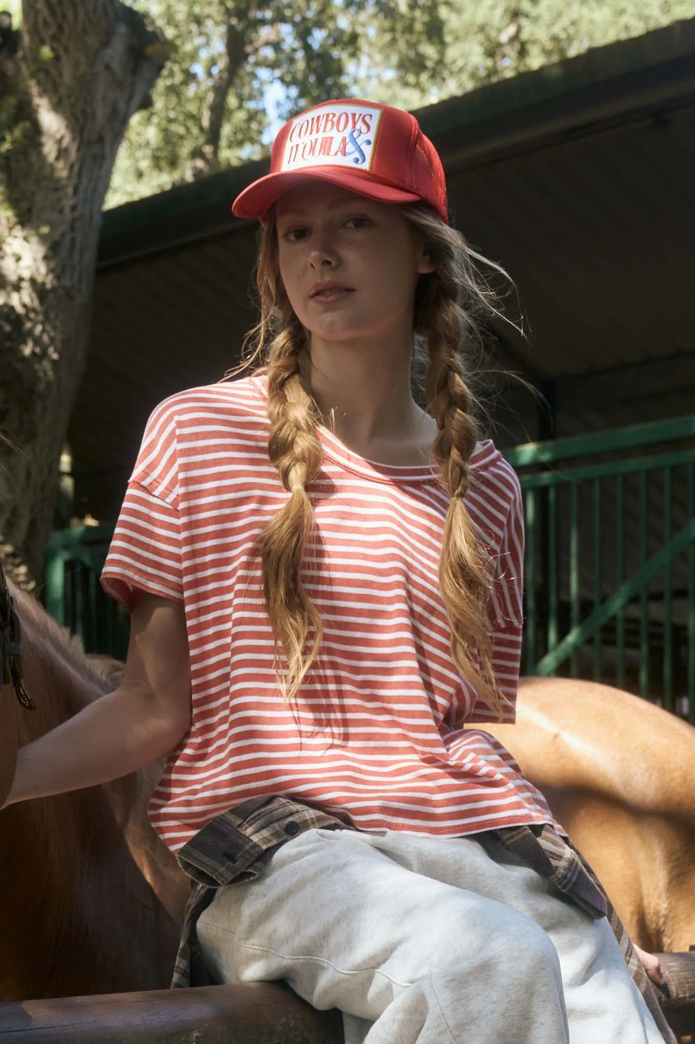 WASHED STRIPE SHORT SLEEVE SCOOP NECK KNIT TOP sold by Blu Pepper product image thumbnail 3