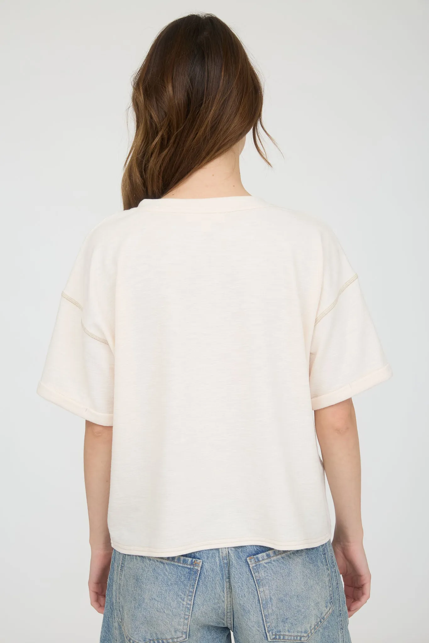 CONTRAST STITCH DROP SHOULDER CUFF SLEEVE KNIT TOP sold by Blu Pepper product image thumbnail 3