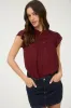 LINE LACE TRIM RUFFLE DETAIL SHORT SLEEVE BLOUSE sold by Blu Pepper