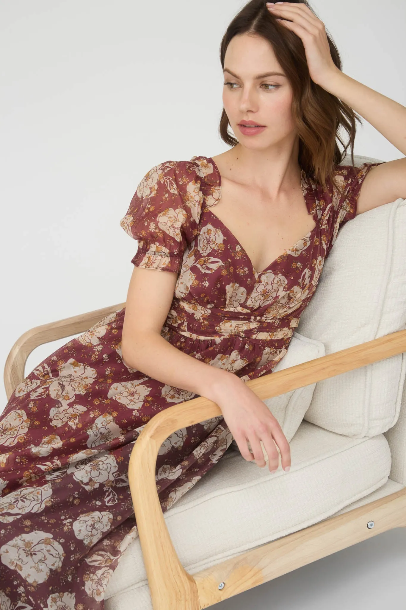 FLORAL SWEETHEART NECK BACK TIE MIDI DRESS sold by Blu Pepper
