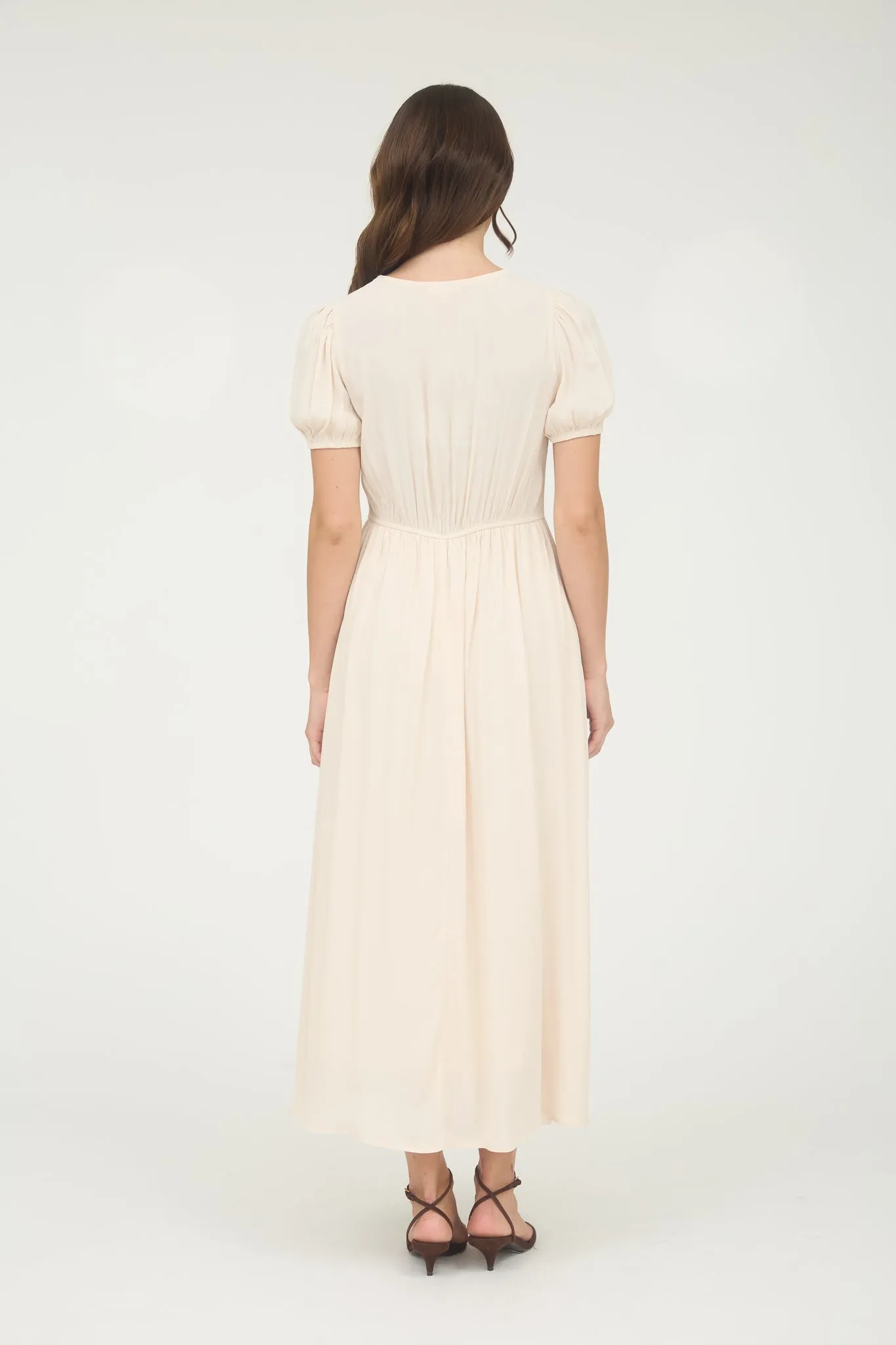 CONTRAST LACE RIBBON TRIM CORSET DETAIL MIDI DRESS sold by Blu Pepper product image thumbnail 2