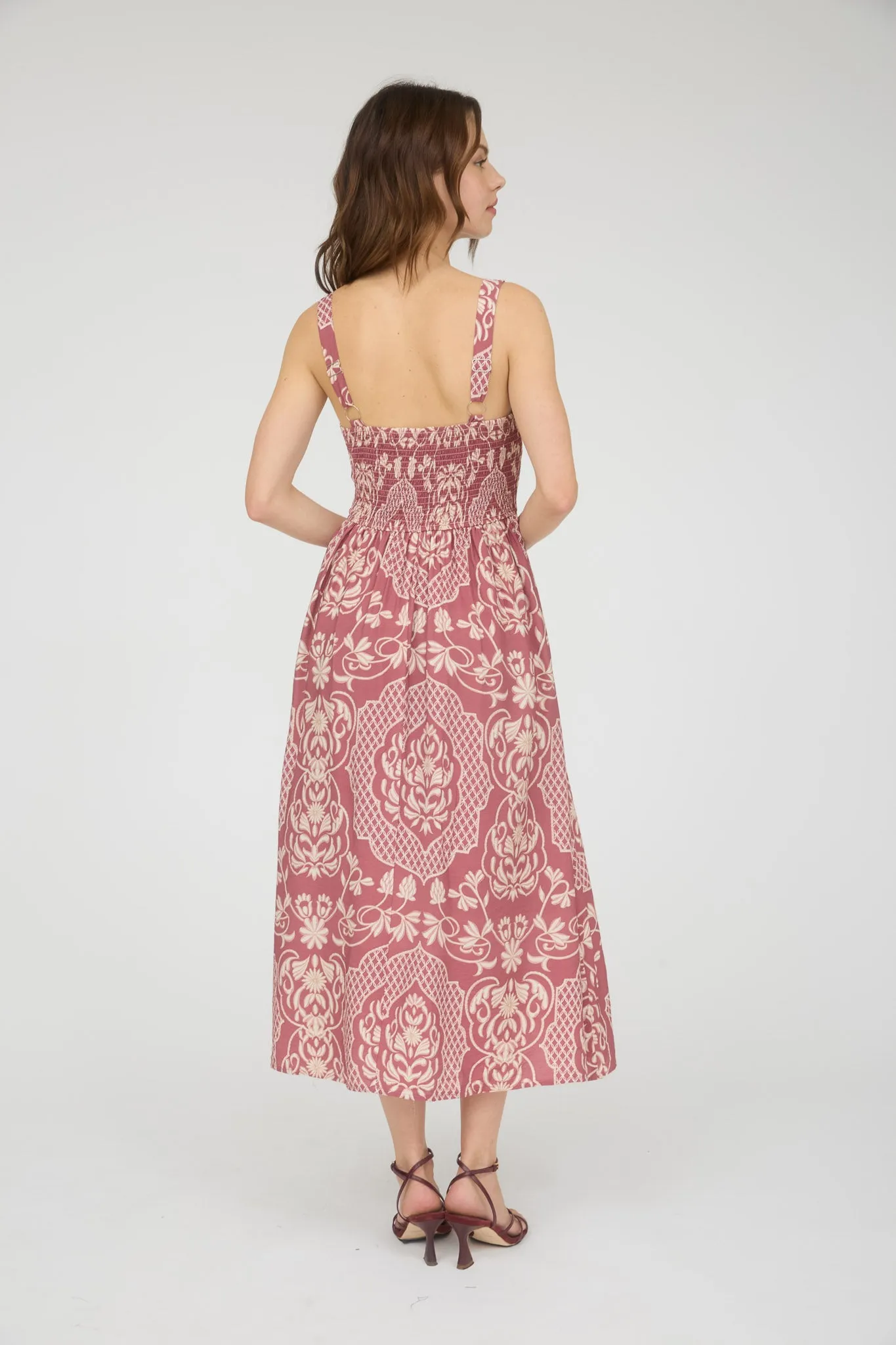 FLORAL DAMASK BOW DETAIL SLEEVELESS MIDI DRESS sold by Blu Pepper product image thumbnail 2