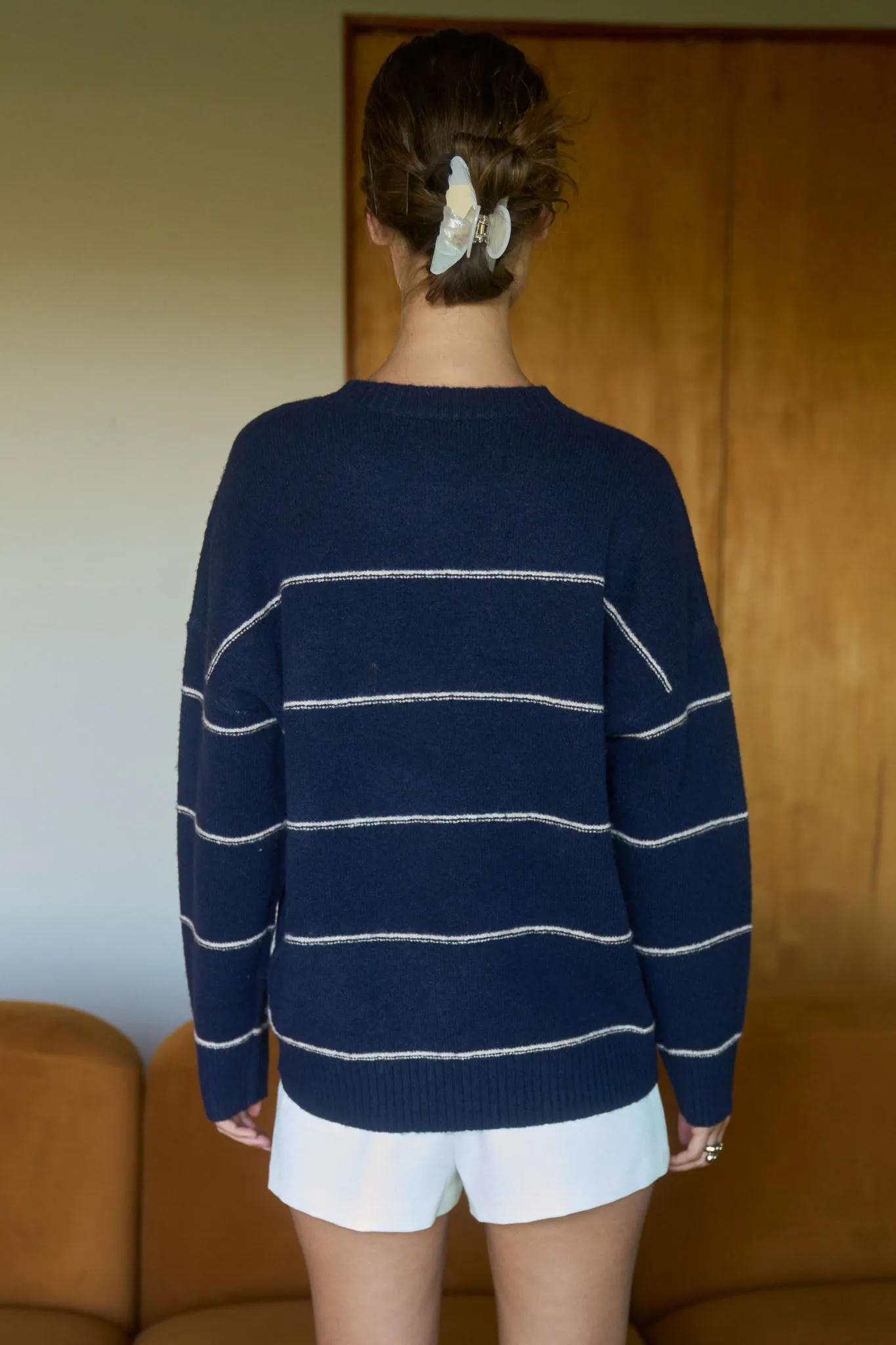 STRIPE CREW NECK OVERSIZED PULLOVER SWEATER sold by Blu Pepper product image thumbnail 2