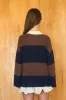 WIDE STRIPE CONTRAST COLLAR LONG SLEEVE POLO SWEATER (PRE-ORDER) sold by Blu Pepper