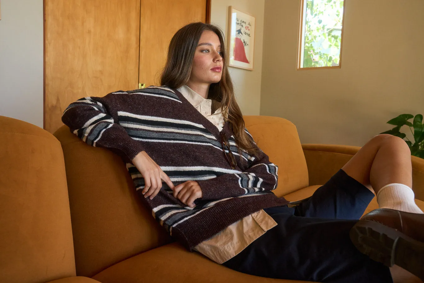 MULTICOLOR STRIPE V NECK LONG SLEEVE KNIT SWEATER sold by Blu Pepper product image thumbnail 5