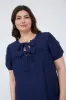 PLUS SCALLOP TRIM FRONT TIE DETAIL PUFF SLEEVE TOP sold by Blu Pepper