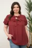 PLUS SCALLOP TRIM FRONT TIE DETAIL PUFF SLEEVE TOP sold by Blu Pepper