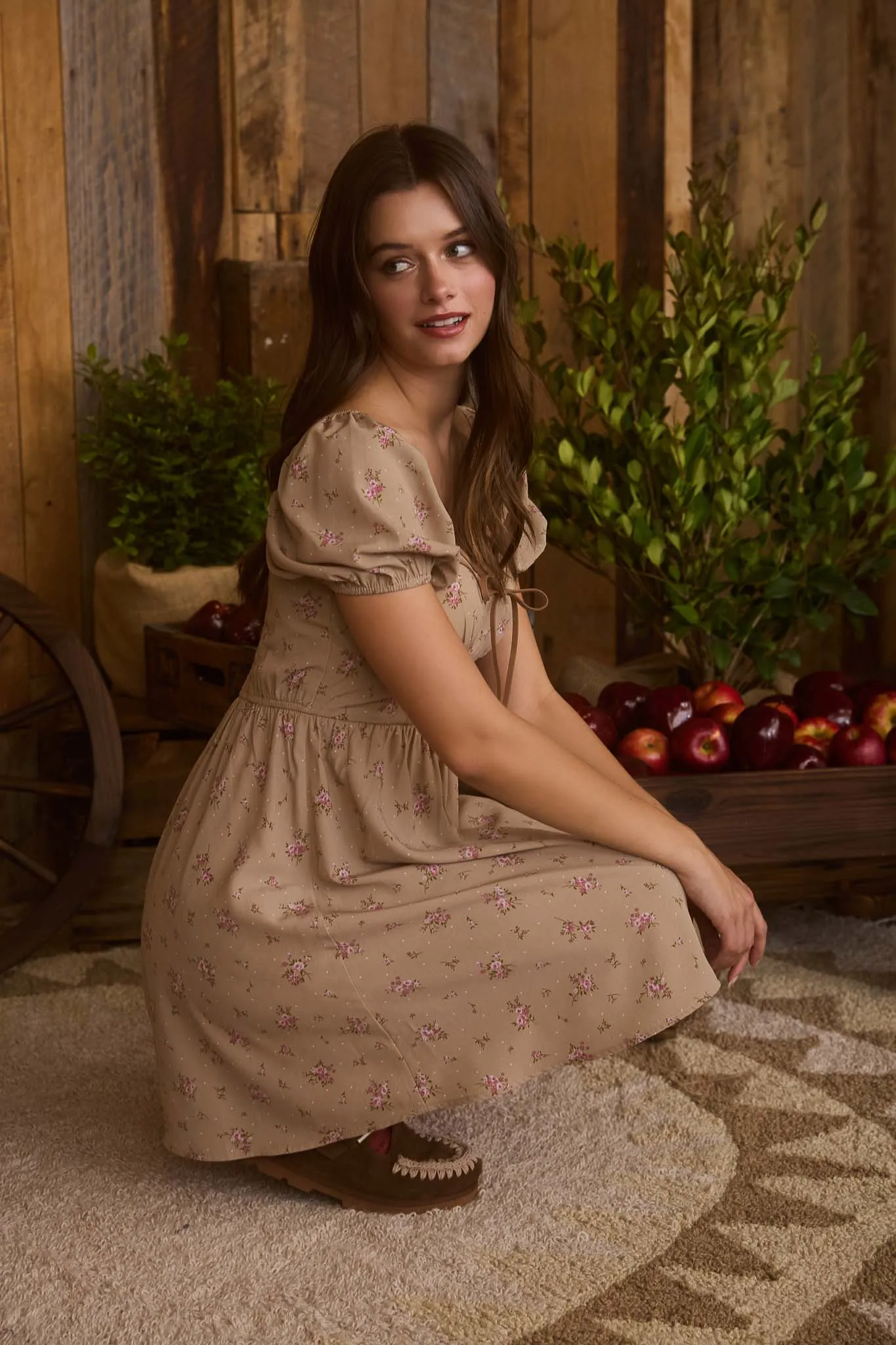 FLORAL SWEETHEART FRONT TIE MINI DRESS sold by Blu Pepper product image thumbnail 5