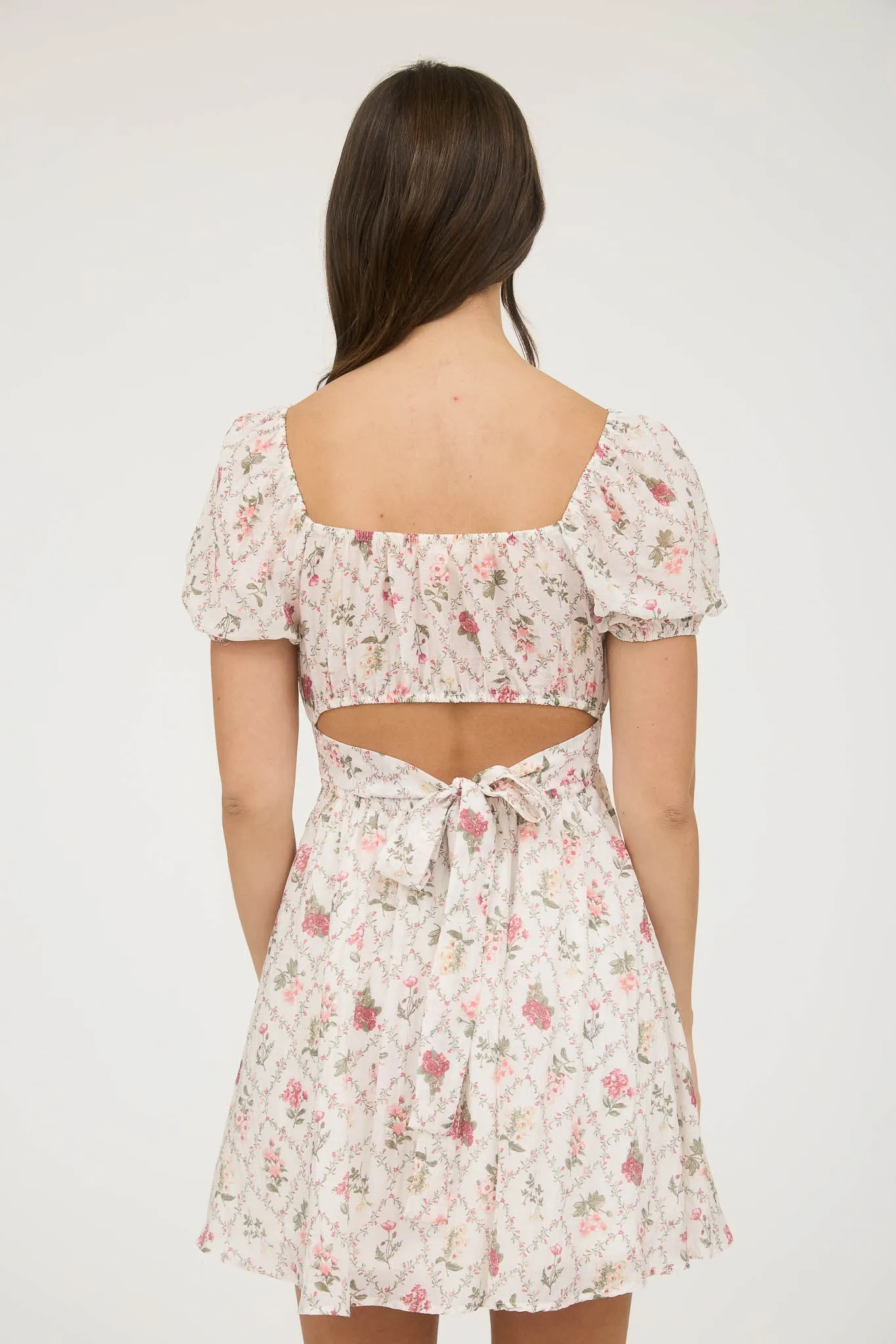 FLORAL CORSET DETAIL BACK TIE MINI DRESS sold by Blu Pepper product image thumbnail 2
