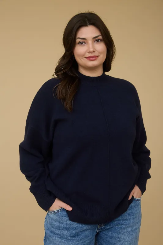 PLUS FRONT SEAM MOCK NECK LONG SLEEVE KNIT SWEATER sold by Blu Pepper