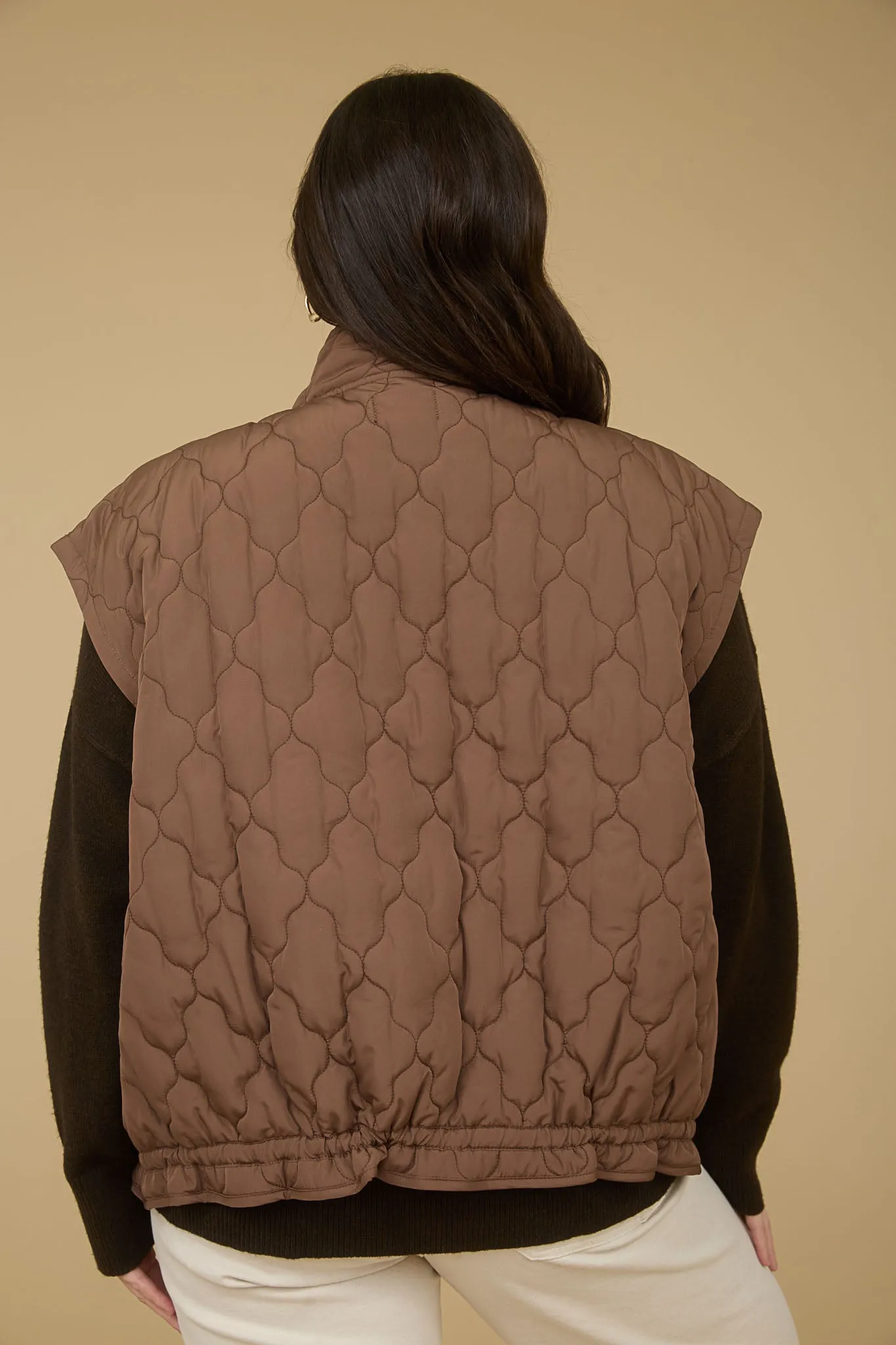 PLUS TIE DETAIL SNAP BUTTON DOWN QUILTED VEST sold by Blu Pepper product image thumbnail 2