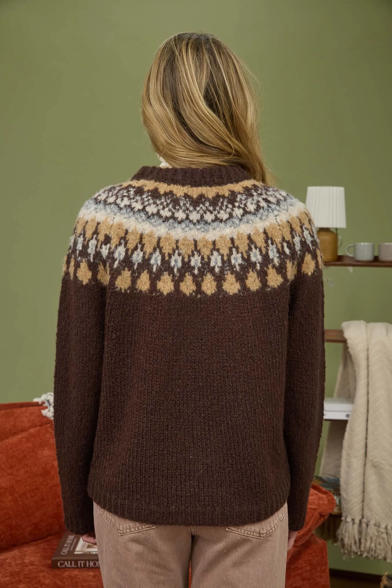 FAIR ISLE PATTERN LONG SLEEVE KNIT SWEATER sold by Blu Pepper product image thumbnail 2