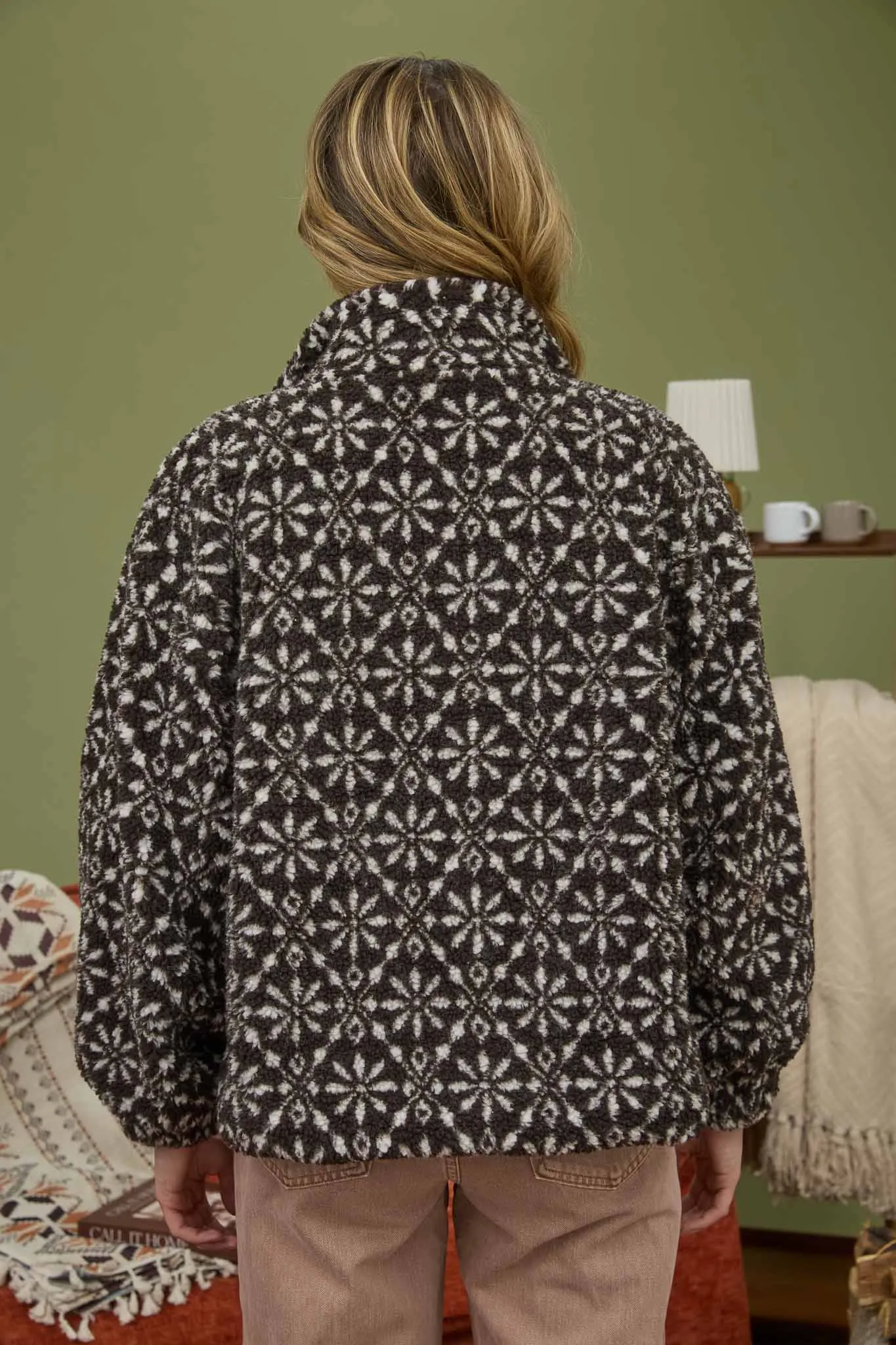 SNOWFLAKE ZIP-UP SHERPA JACKET sold by Blu Pepper product image thumbnail 2