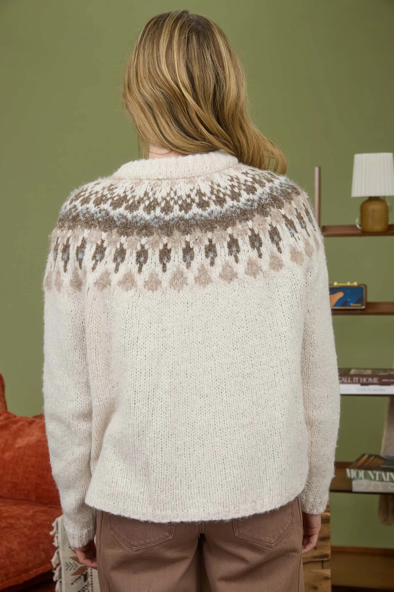 FAIR ISLE PATTERN LONG SLEEVE KNIT CARDIGAN sold by Blu Pepper product image thumbnail 2