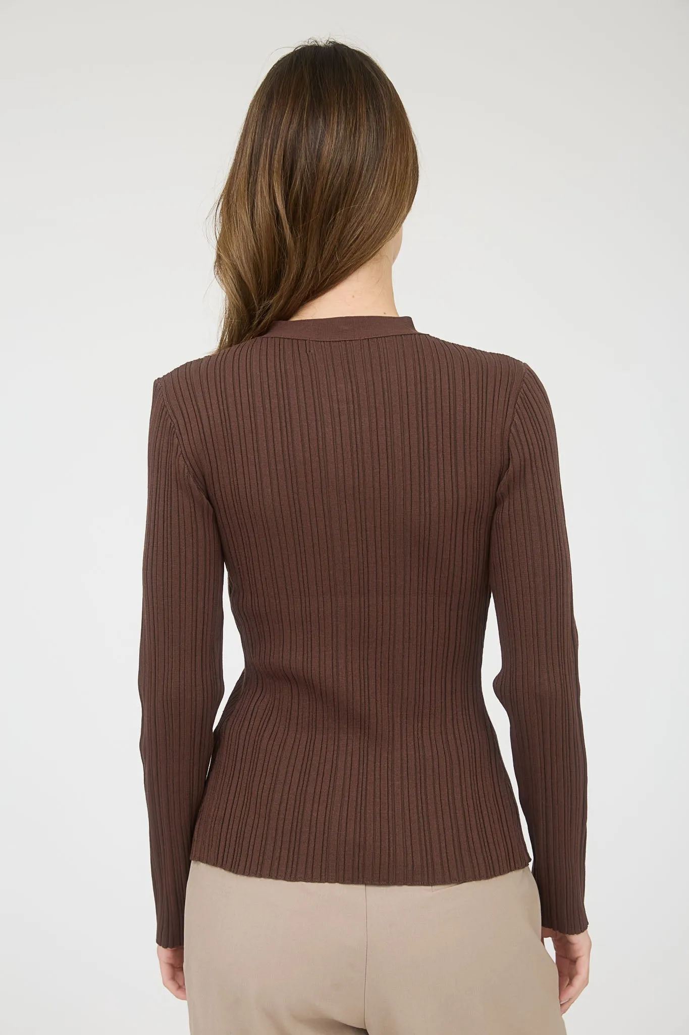 STRIPE KNIT PATTERN BUTTON DOWN SPLIT HEM CARDIGAN sold by Blu Pepper product image thumbnail 2