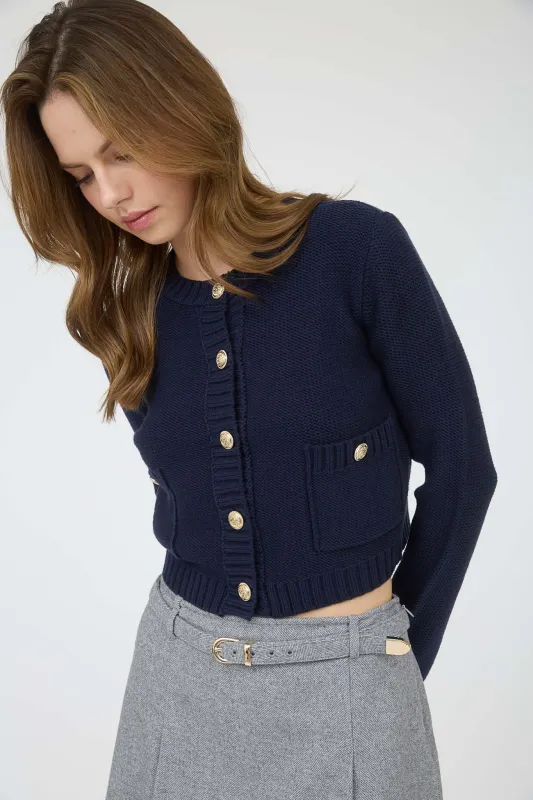 アパルトモン　GOLD BUTTON V/N CARDIGAN Women's Knit Sweater Sets Large Gold Button V-Neck Cardigan