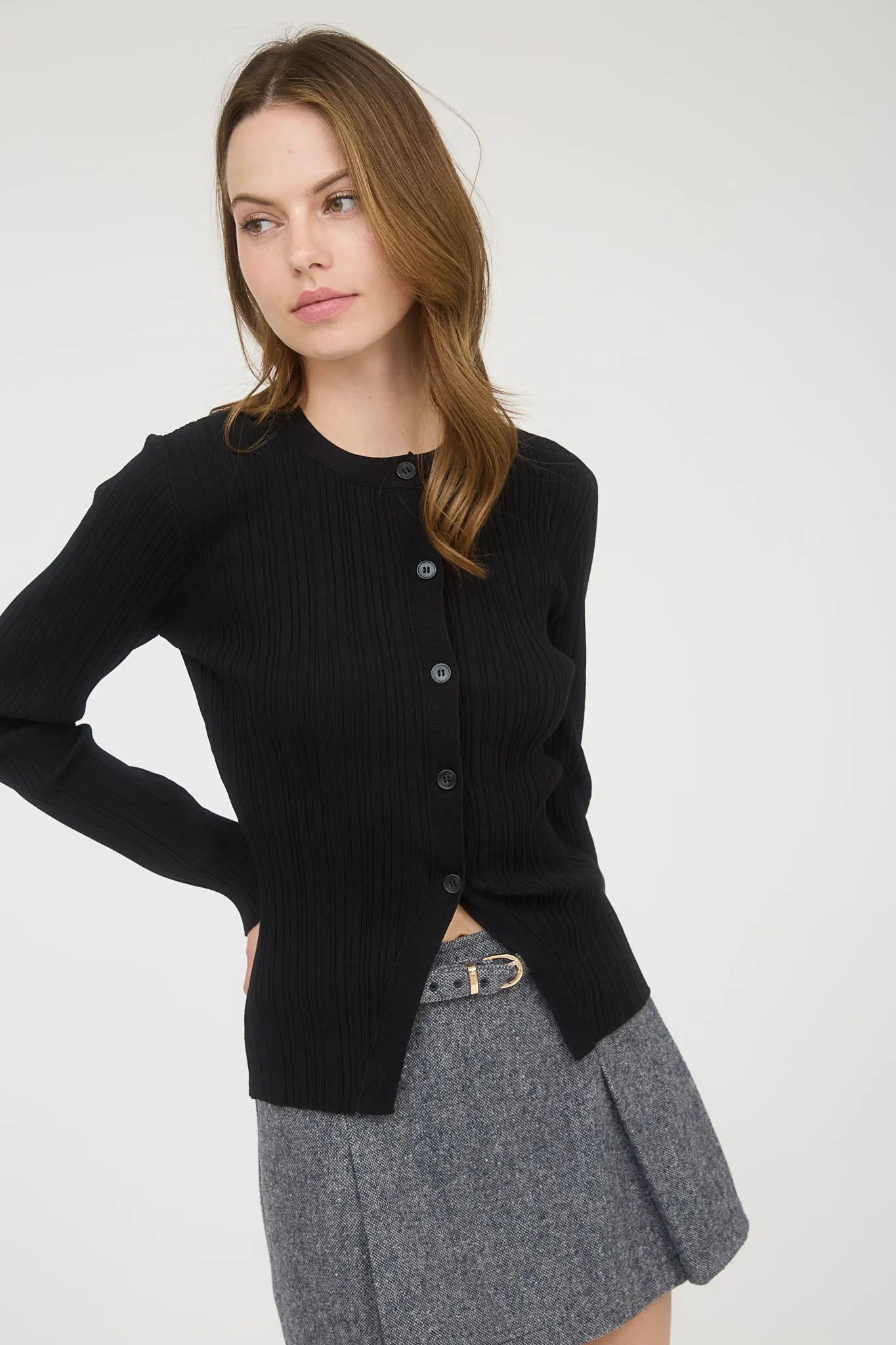 BOX-PLEATED BELTED MINI SKIRT sold by Blu Pepper product image thumbnail 5