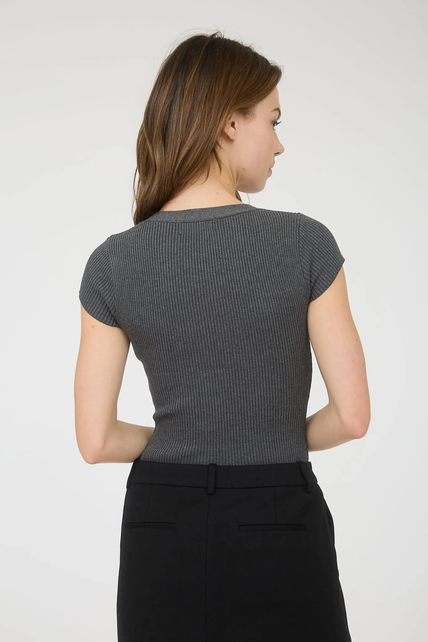 BUTTON DETAIL SHORT SLEEVE SWEATER KNIT BODYSUIT sold by Blu Pepper product image thumbnail 2