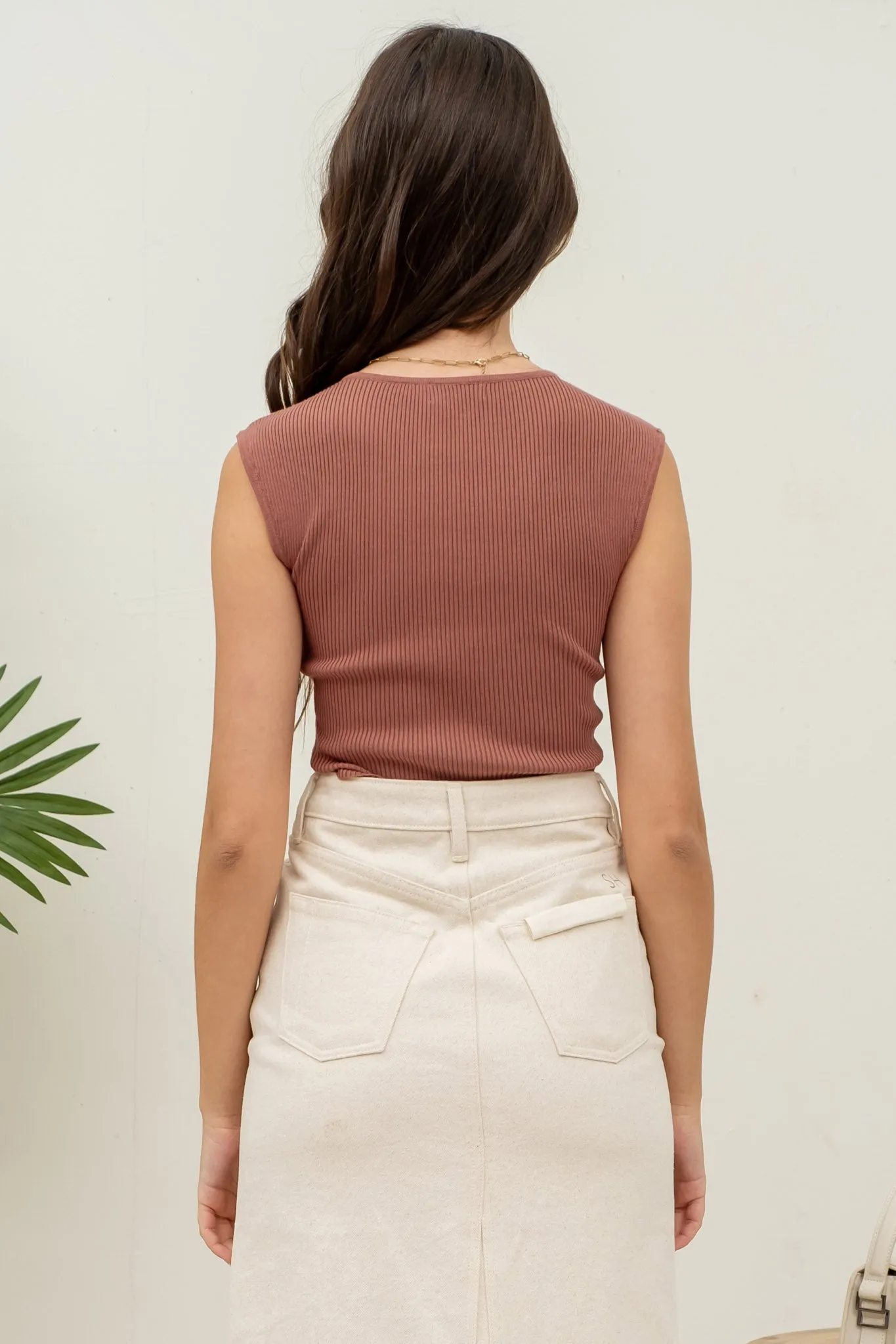 SCOOP SWEETHEART NECK RIB KNIT TOP sold by Blu Pepper product image thumbnail 2