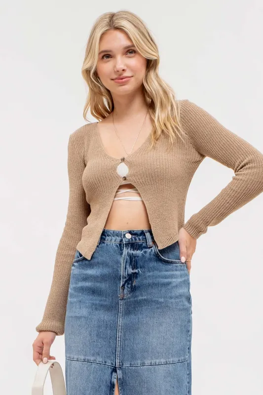 DOUBLE BUTTON FONT KNIT CARDIGAN sold by Blu Pepper