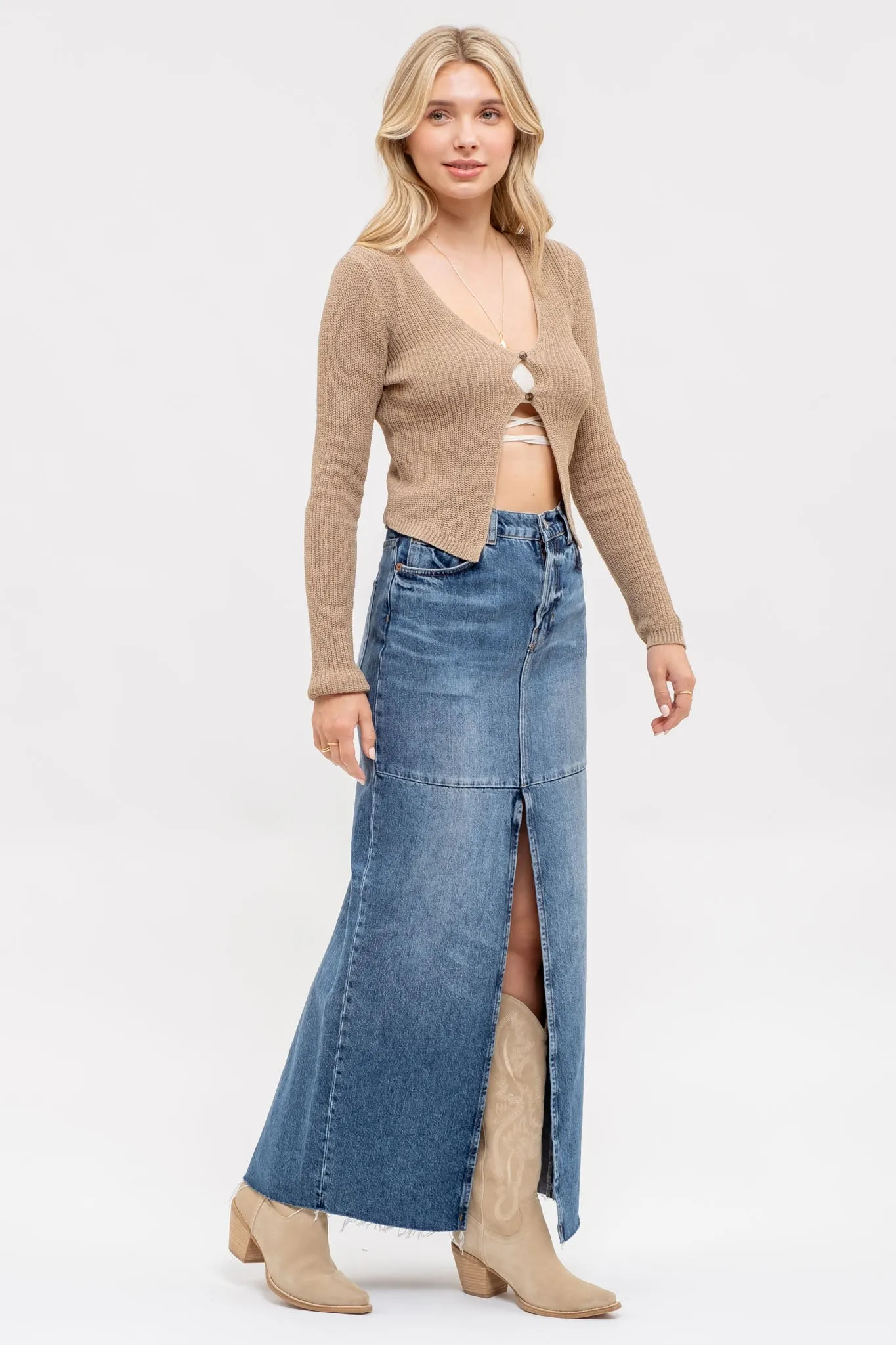 DOUBLE BUTTON FONT KNIT CARDIGAN sold by Blu Pepper product image thumbnail 3