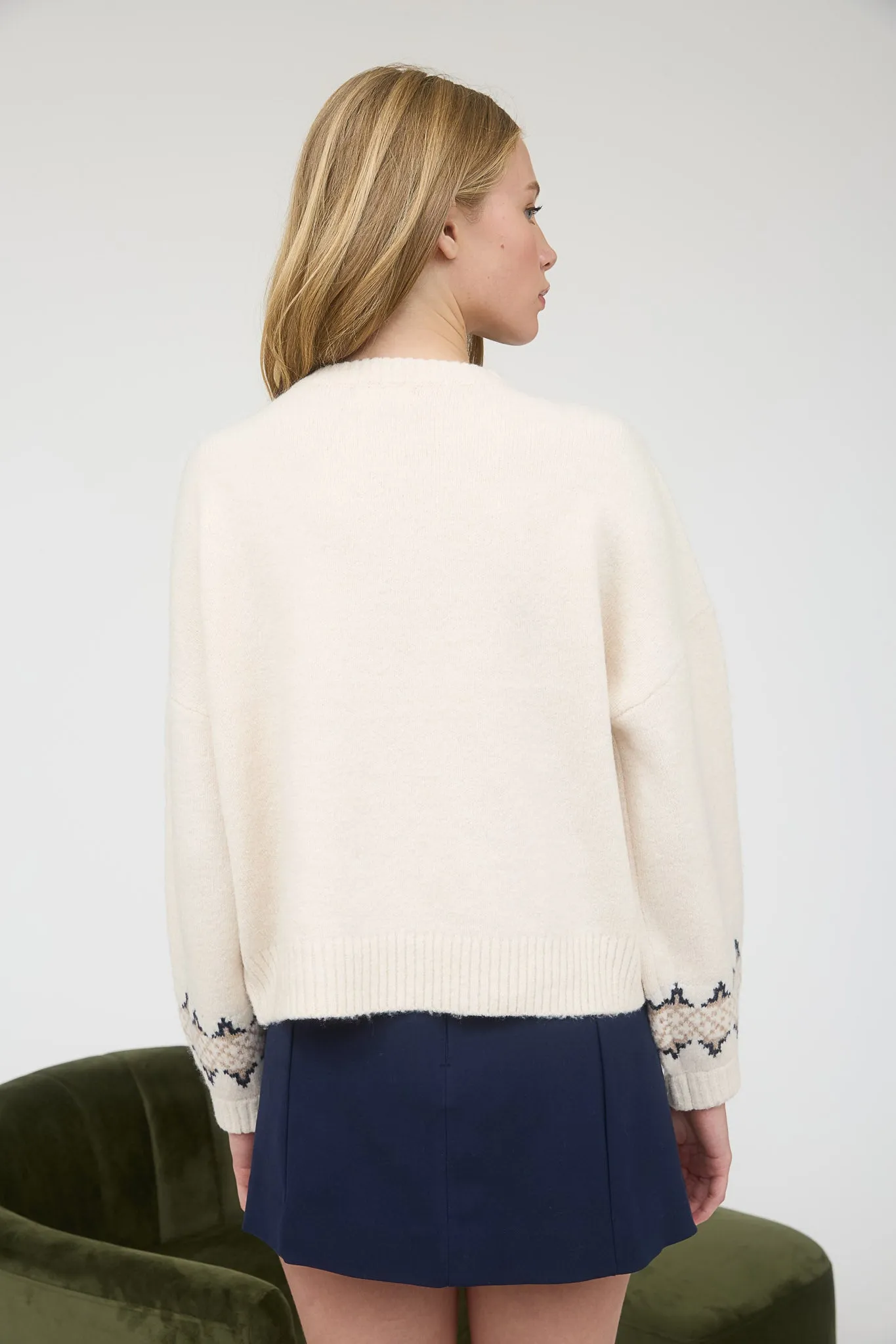 BUNNY JACQUARD CREWNECK LONG SLEEVE KNIT SWEATER sold by Blu Pepper product image thumbnail 2