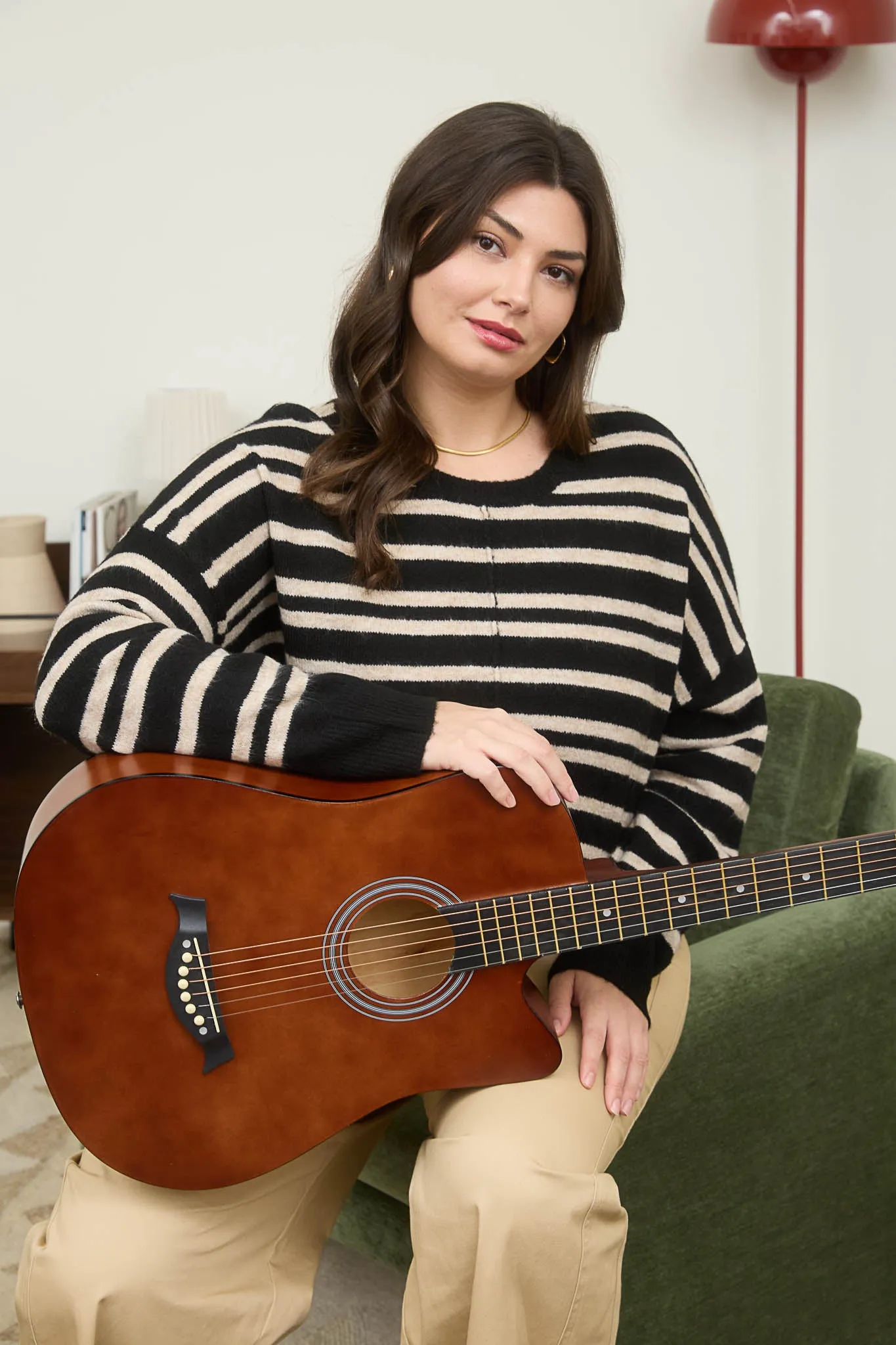 PLUS STRIPE FRONT SEAM DETAIL LONG SLEEVE SWEATER sold by Blu Pepper product image thumbnail 5