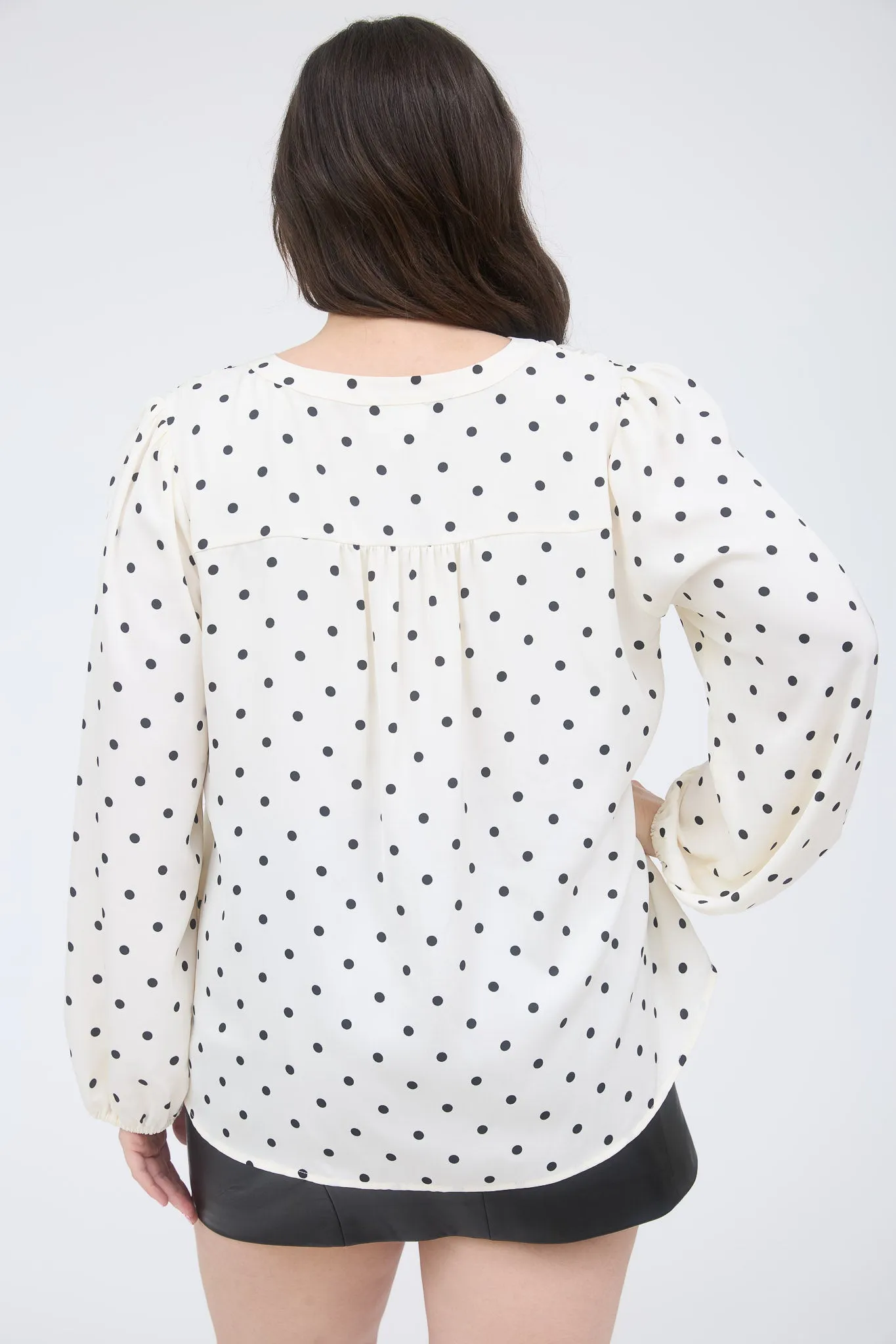 PLUS POLKA DOT HENLEY LONG SLEEVE BLOUSE sold by Blu Pepper product image thumbnail 2