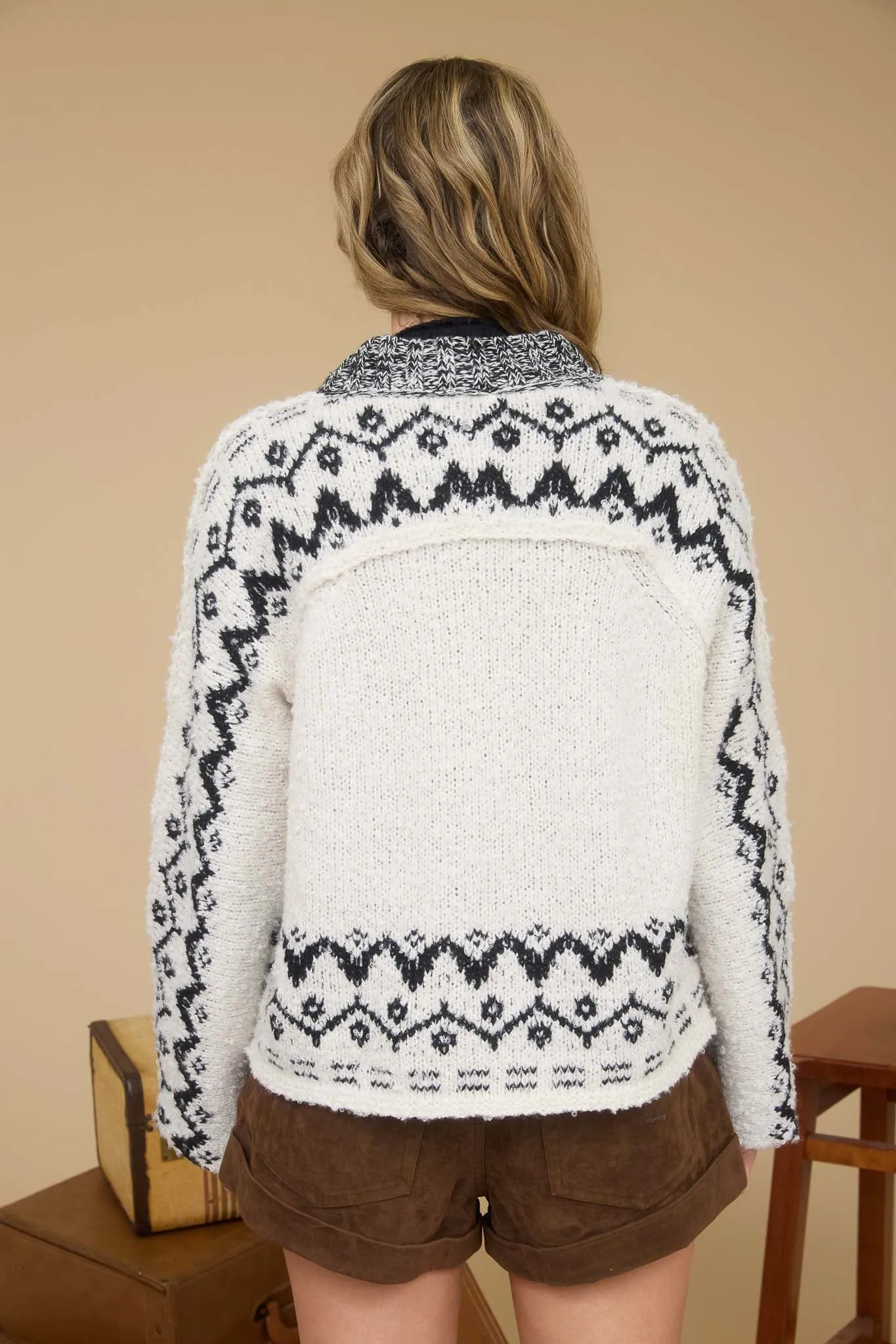 TRIBAL PATTERN TOGGLE BUTTON KNIT CARDIGAN sold by Blu Pepper product image thumbnail 3